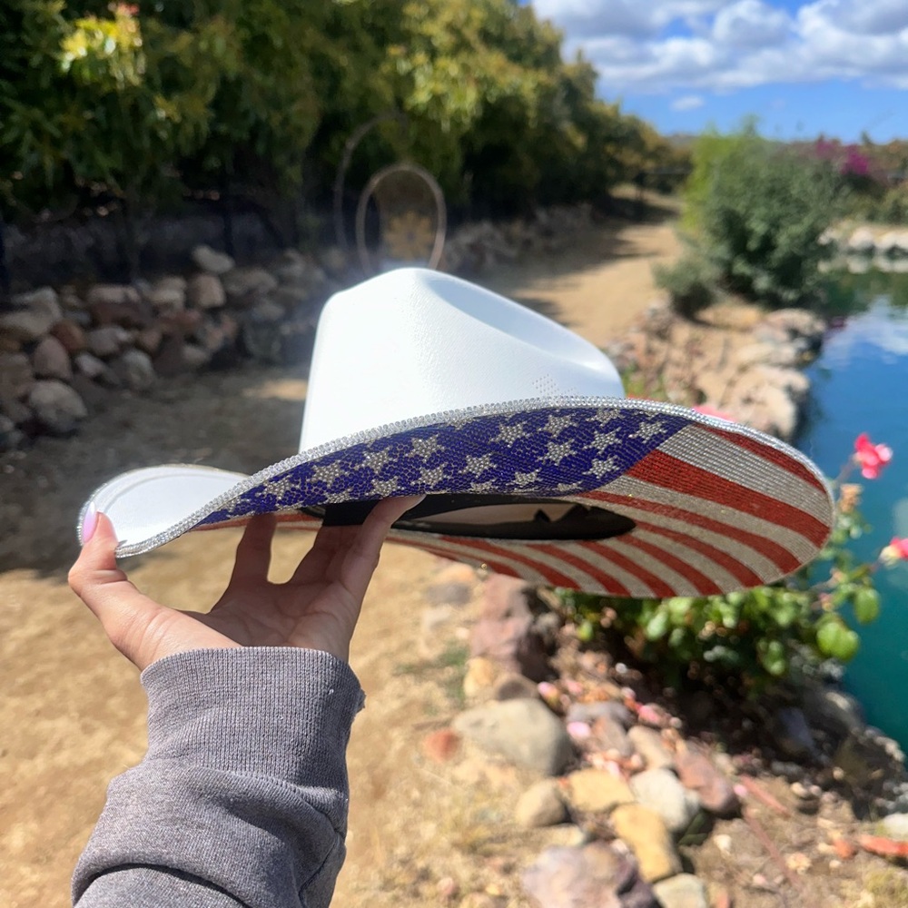American flag USA Rhinestone cowboy hat
